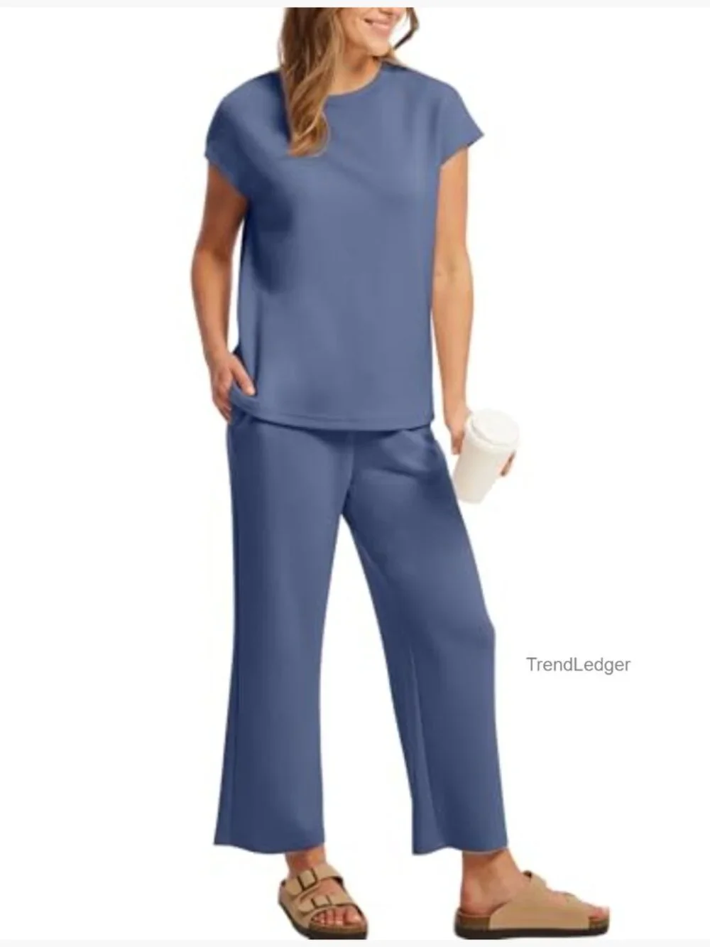 Two Piece Sets for Women Cap Sleeve Lounge Matching Outfits